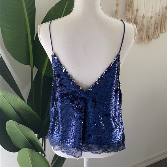 free people blue & silver sequin tank top camisole
lace blouse party going out - Picture 14 of 16